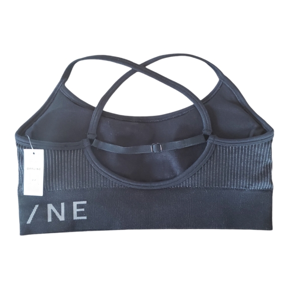 Offline by Aerie NWT Sports Bra Medium Black Retail $34.95 - Picture 2 of 8
